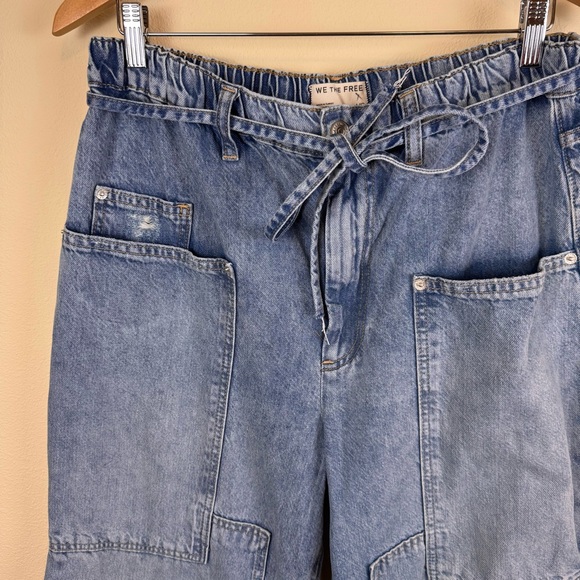 We The Free People CRVY Outlaw Wide Leg Jeans Denim Size Large Drizzle - Picture 8 of 16